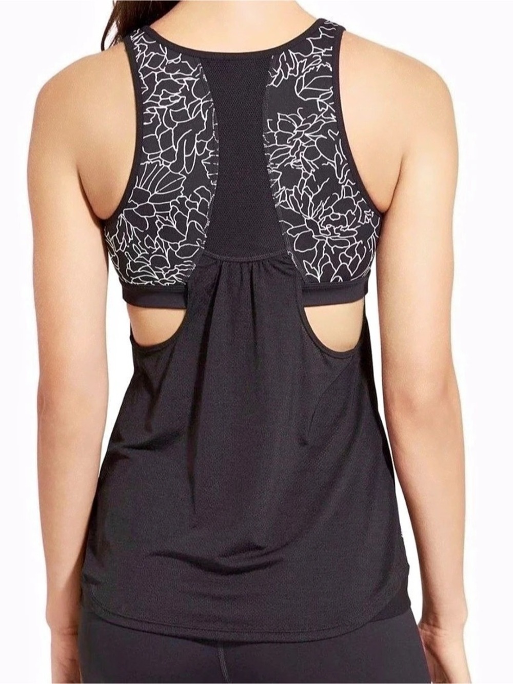 Athleta Black Floral Athletic Tank